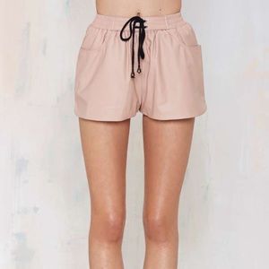 BLQ vegan leather blush shorts